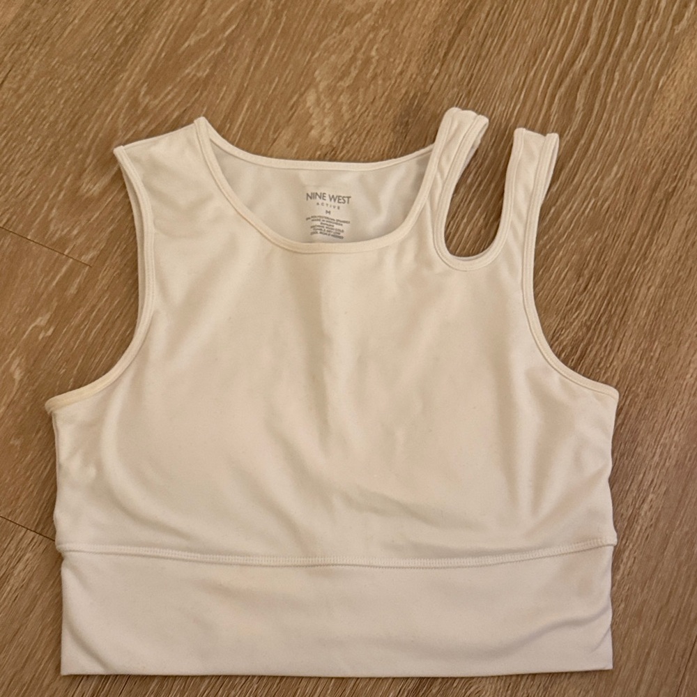 Nine West White Sleeveless Crop Top/Bra